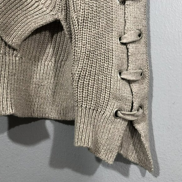 Lush Sweater Women Size S Strappy Laced Hi Low Loose Slouchy Comfy Relax Hipster - Picture 8 of 12